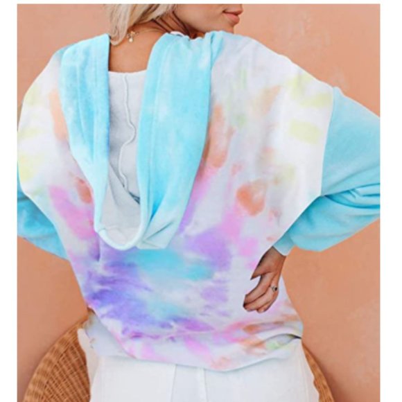 NWT Cotton Candy Tie-Dye Cozy Hoodie Sweatshirt - Picture 2 of 2